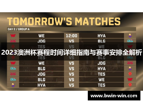 2023澳洲杯赛程时间详细指南与赛事安排全解析
